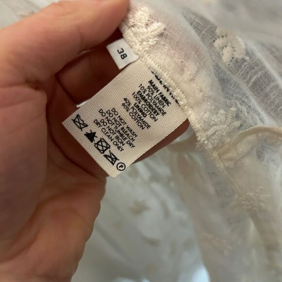 MANSUR GAVRIEL Floral Embroidered Linen Blend Dress In White Size 38 - Picture 10 of 10